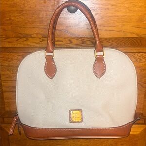 Dooney & Bourke White and Brown Leather Satchel